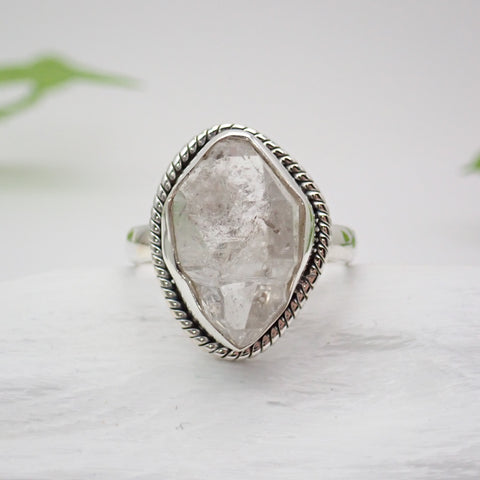 Herkimer Diamond Sterling Silver Ring - Size 10