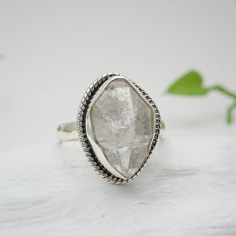 Herkimer Diamond Sterling Silver Ring - Size 10