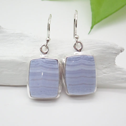 Blue Lace Agate Sterling Silver Earrings