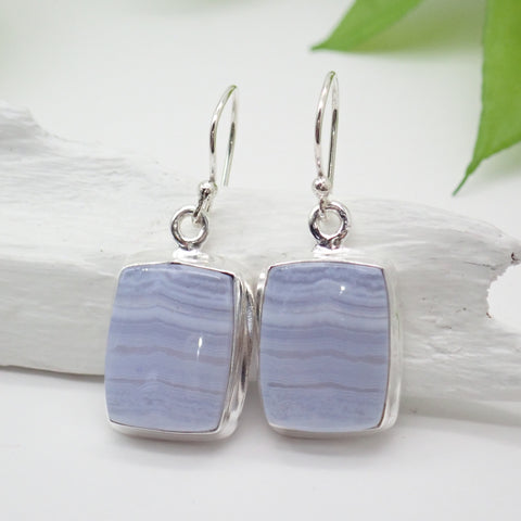 Blue Lace Agate Sterling Silver Earrings