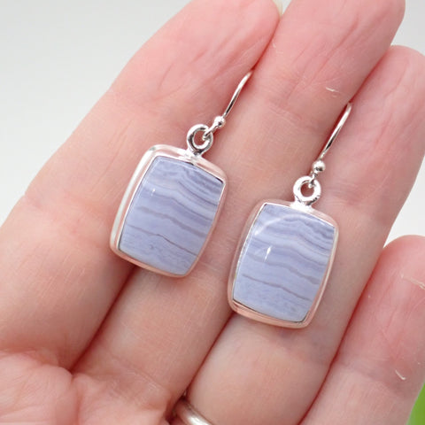 Blue Lace Agate Sterling Silver Earrings