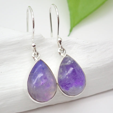 Purple Moonstone Sterling Silver Earrings