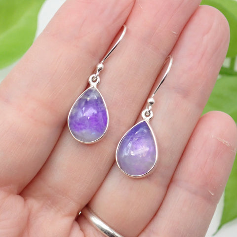 Purple Moonstone Sterling Silver Earrings