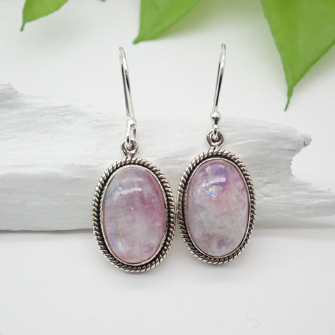 Pink Moonstone Sterling Silver Earrings