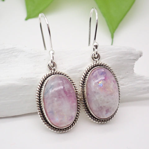 Pink Moonstone Sterling Silver Earrings