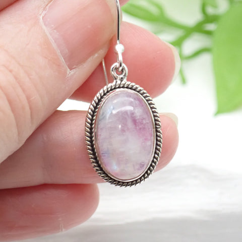 Pink Moonstone Sterling Silver Earrings