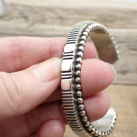 Heavy Weight Sterling Silver Cuff Bracelet By Johnathan Nez