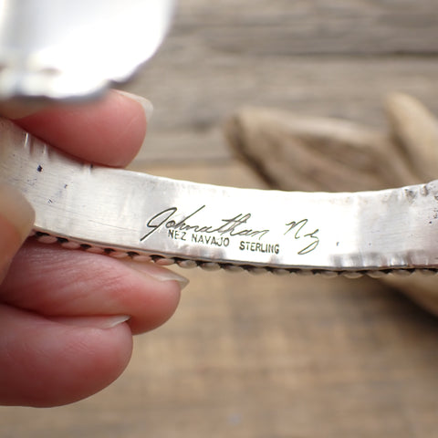 Heavy Weight Sterling Silver Cuff Bracelet By Johnathan Nez