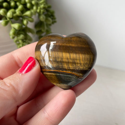 Blue Tiger Eye Puffy Heart