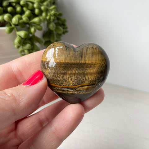 Blue Tiger Eye Puffy Heart