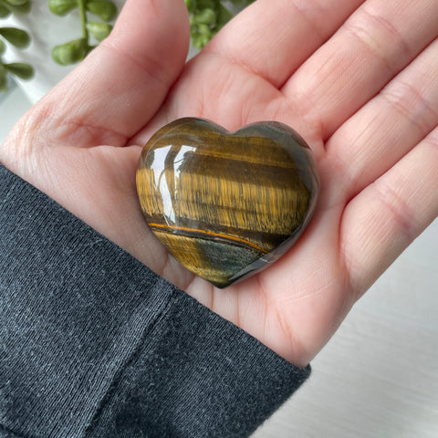 Blue Tiger Eye Puffy Heart