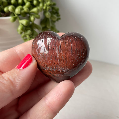 Red Tiger Eye Puffy Heart