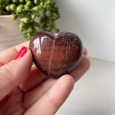 Red Tiger Eye Puffy Heart