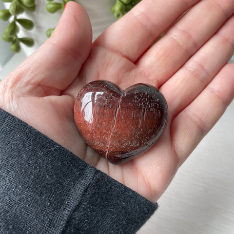 Red Tiger Eye Puffy Heart