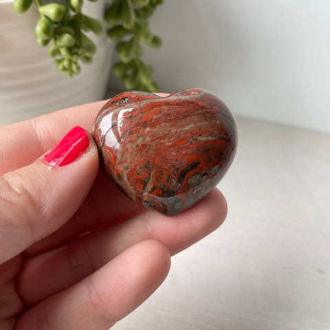 Brecciated Red Jasper Puffy Heart