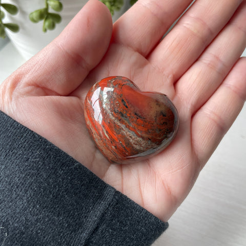 Brecciated Red Jasper Puffy Heart