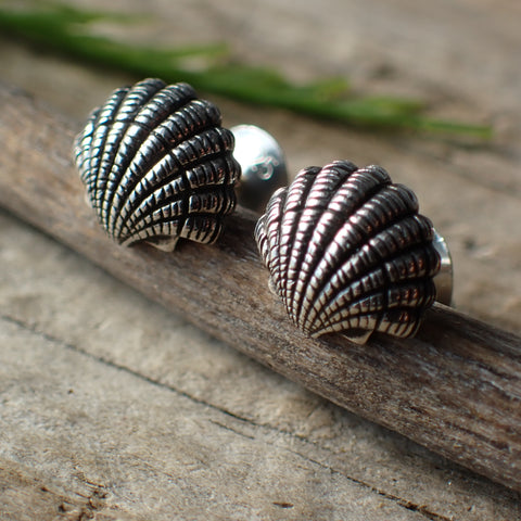 ♻️ Recycled Sterling Silver Shell Stud Earrings