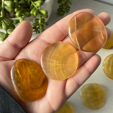 Yellow Fluorite Worry Stone