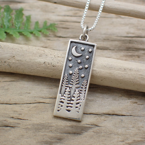 ♻️Collier de charme de pin en argent sterling recyclé