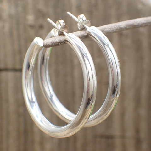 Sterling Silver Simple Hoop Earrings