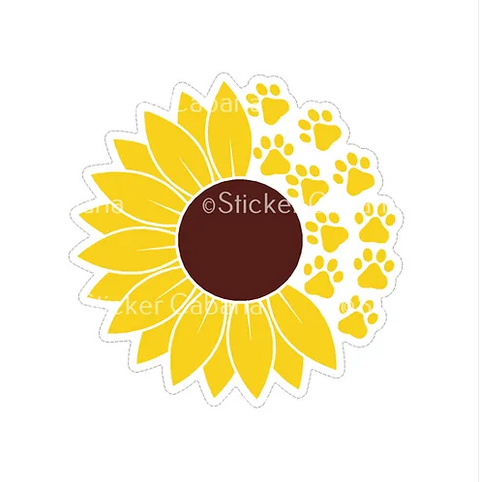 waterproof vinyl sticker cabana cat dog paw prints sunflower sticker