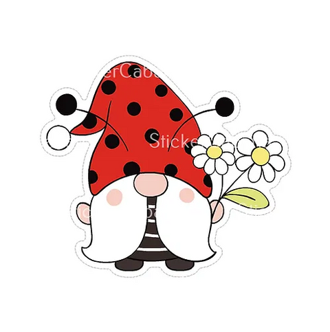 Cute Ladybug Gnome Vinyl Sticker waterproof vinyl sticker cabana