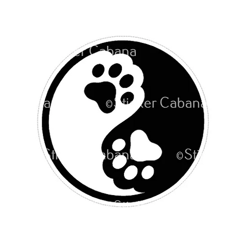 Cat Paw Yin Yang Vinyl Sticker