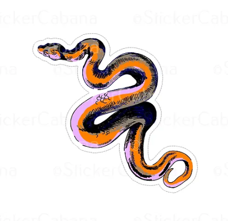 Pink and Orange Snake Vinyl Sticker