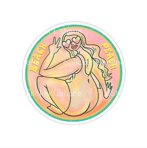 Beach Peach Vinyl Sticker