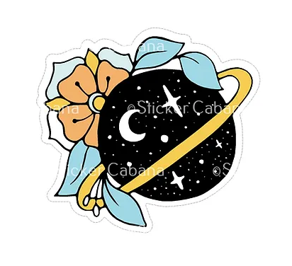 Traditional Tattoo Saturn Vinyl Sticker