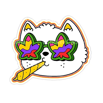 Funky Stoner Cat Vinyl Sticker