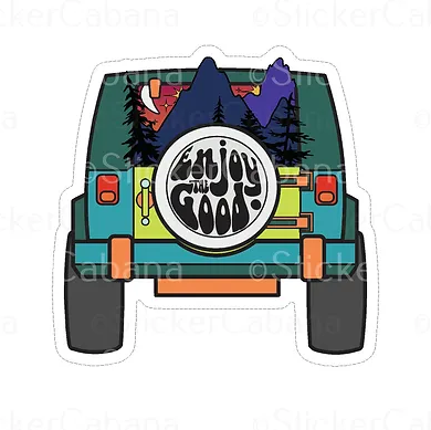 Enjoy the Good Mountain Jeep Vinyl Sticker waterproof sticker cabana