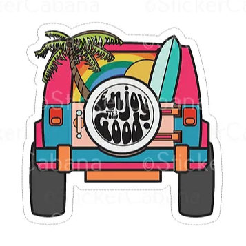 enjoy the good beach jeep waterproof vinyl sticker cabana