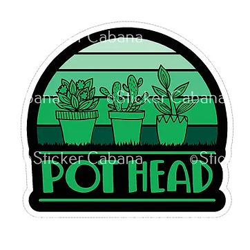 Pot Head Potted Plants Vinyl Sticker waterproof sticker cabana