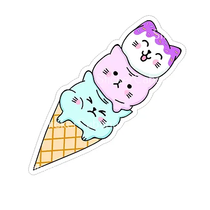 ice cream cone cats waterproof vinyl sticker cabana