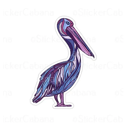 Purple Pelican Vinyl Sticker