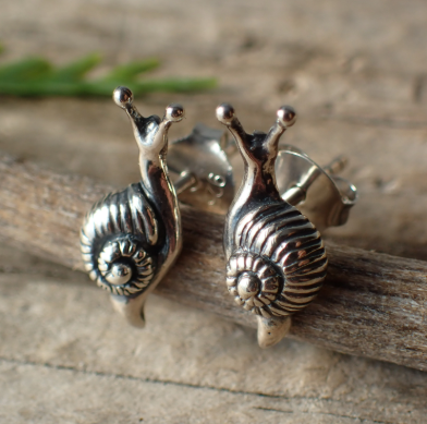 Sterling Silver Snail Stud Earrings