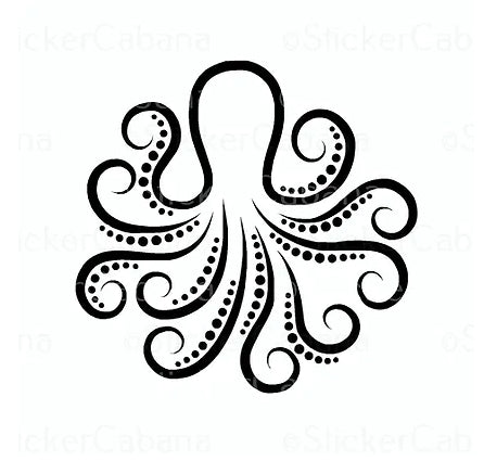 Black and White Octopus Vinyl Sticker