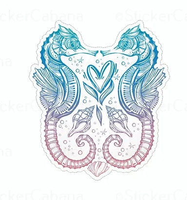 Kissing Seahorse Vinyl Sticker