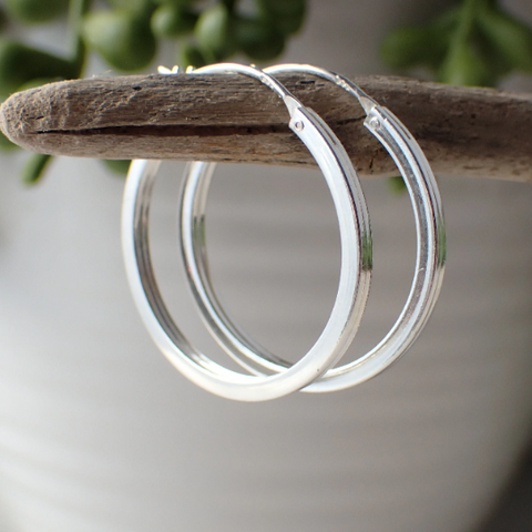 Sterling Silver Square Hoop Earrings