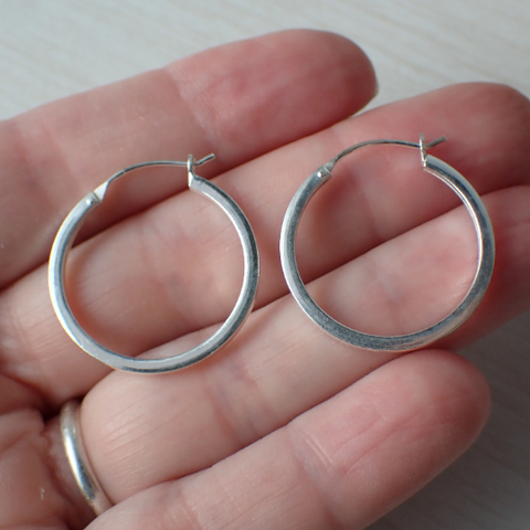 Sterling Silver Square Hoop Earrings