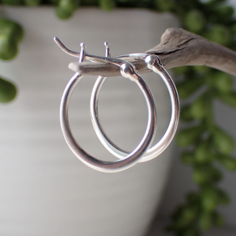 Simple Sterling Silver Oval Hoop Earrings