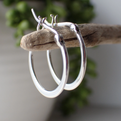 Simple Sterling Silver Oval Hoop Earrings