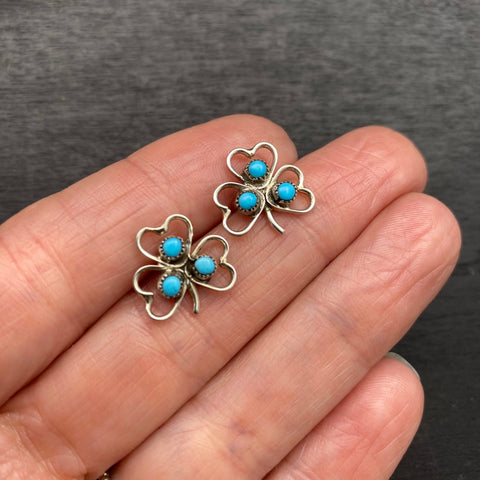 Sterling Silver Turquoise Clover Studs