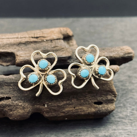 Sterling Silver Turquoise Clover Studs