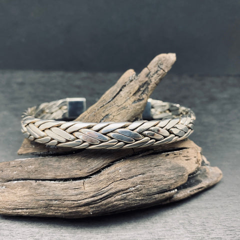 Hand Made Braided Sterling Silver Cuff Bracelet