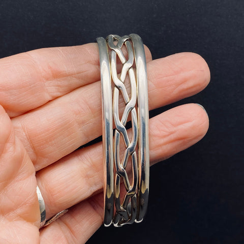 Hand Made Braided Sterling Silver Cuff Bracelet