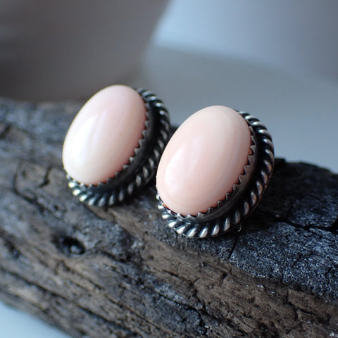 Conch Shell Sterling Silver Earrings By Navajo Artist Freda Martinez