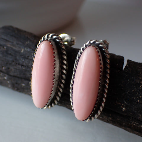 Conch Shell Sterling Silver Earrings By Navajo Artist Freda Martinez