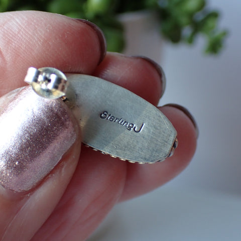 Conch Shell Sterling Silver Earrings By Navajo Artist Freda Martinez